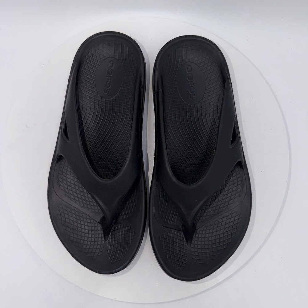 OOFOS Sandals Womens Size 7 Black OOriginal Thong Flip Flop Recovery Comfort - Picture 6 of 8